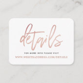 Carte D'accompagnement Détails de script de feuille d'or rose moderne (Devant)