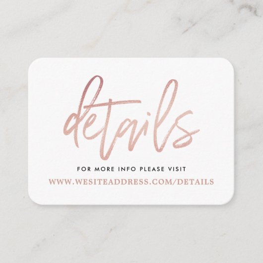 Carte D'accompagnement Détails de script de feuille d'or rose moderne (Devant)