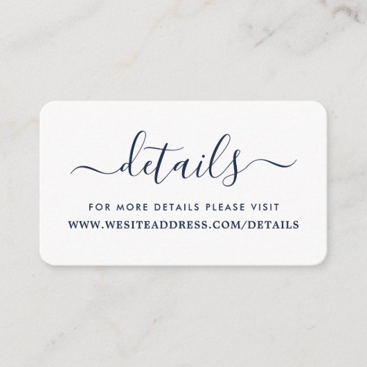 Carte D'accompagnement Détails de script simple bleu et blanc de la marin (Devant)