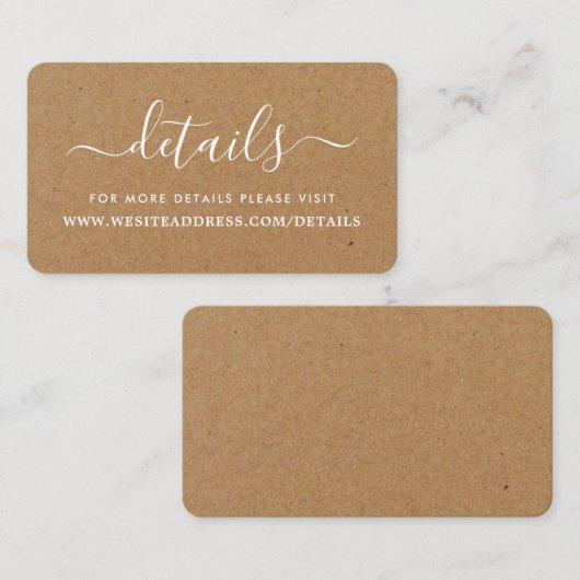 Carte D'accompagnement Détails de script simple Kraft de campagne rustiqu (Devant / Derrière)