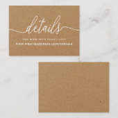 Carte D'accompagnement Détails de script simple Rustic Kraft (Devant / Derrière)
