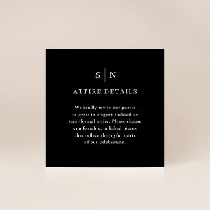 Carte D'accompagnement Détails de tenue de soirée noire Chic minimale Cod