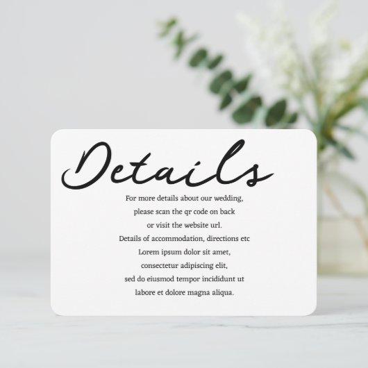 Carte D'accompagnement Détails de typographie manuscrite simple Code QR (Debout devant)