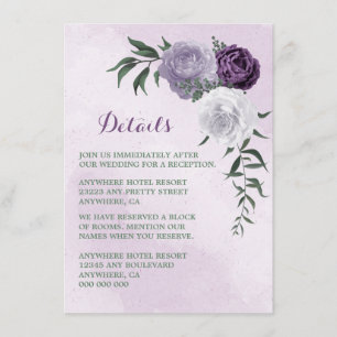 Carte D'accompagnement détails de végétation fleurie violette et blanche