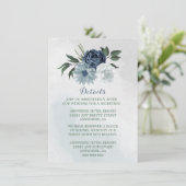 Carte D'accompagnement détails de verdure fleurie blanche et bleue (Debout devant)
