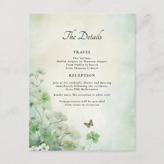 Carte D'accompagnement Détails des champs de trèfle (Devant)