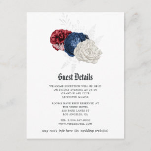 Carte D'accompagnement Détails des invités de mariage du 4 juillet Rouge