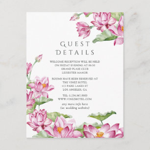 Carte D'accompagnement Détails des invités de mariage indien Fleur de Lot