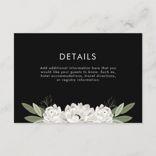 Carte D'accompagnement Détails des ressorts Mariages floraux (Devant)