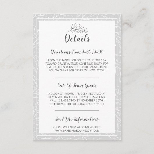 Carte D'accompagnement Détails / Directions de la feuille d'argent botani (Devant)