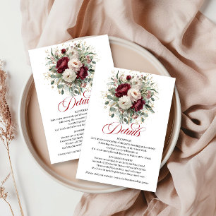 Carte D'accompagnement Détails dorés de Marsala Floral Eucalyptus de luxe