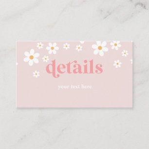 Carte D'accompagnement Détails du Baby shower Daisy Pink Retro