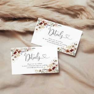 Carte D'accompagnement Détails du Baby shower Fleur sauvage minuscule
