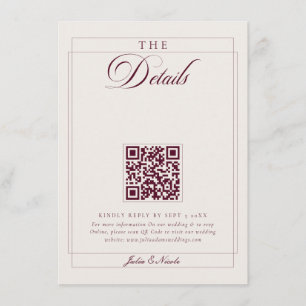 Carte D'accompagnement Détails du code QR de calligraphie ivoire de Bourg