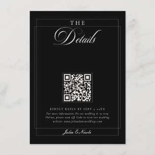 Carte D'accompagnement Détails du code QR de calligraphie ivoire noir cla