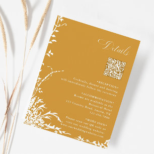 Carte D'accompagnement Détails du code QR de mariage botanique Ambre