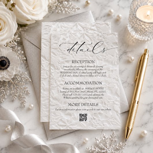 Carte D'accompagnement Détails du code QR de mariage d'hiver