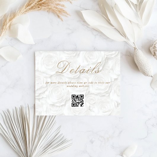 Carte D'accompagnement Détails du code QR de mariage floral
