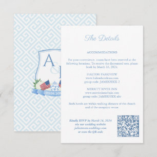 Carte D'accompagnement Détails du code QR du blason de mariage Rouge Blan