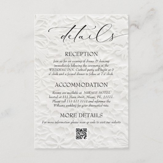 Carte D'accompagnement Détails du code QR du mariage d'hiver (Devant)