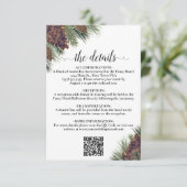 Carte D'accompagnement Détails du code QR Mariage Rustique Pinecones (Debout devant)