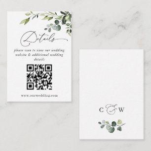 Carte D'accompagnement Détails du code QR Mariage simple Eucalyptus