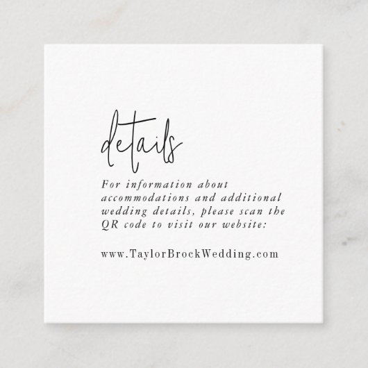 Carte D'accompagnement Détails du code QR moderne chic noir et blanc (Devant)