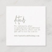 Carte D'accompagnement Détails du code QR moderne chic vert et blanc (Devant)