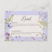 Carte D'accompagnement Détails du fabricant de Fleurs sauvages de la tail (Devant)