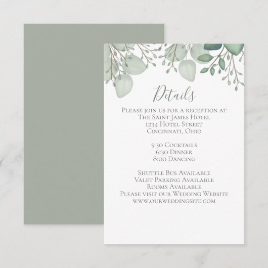 Carte D'accompagnement Détails du feuillage de l'Eucalyptus simple (Devant / Derrière)