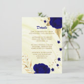 Carte D'accompagnement Détails du marbre à fleurs d'or bleu royal (Debout devant)