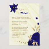 Carte D'accompagnement Détails du marbre à fleurs d'or bleu royal (Devant)