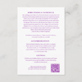 Carte D'accompagnement Détails du mariage à fleurs violet stock avec code (Dos)