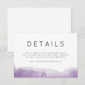 Carte D'accompagnement Détails du Mariage Abstrait d'aquarelle violet mod (Devant / Derrière)