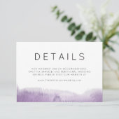 Carte D'accompagnement Détails du Mariage Abstrait d'aquarelle violet mod (Debout devant)