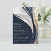 Carte D'accompagnement Détails du mariage - Abstrait moderne Bleu blanc e (Debout devant)