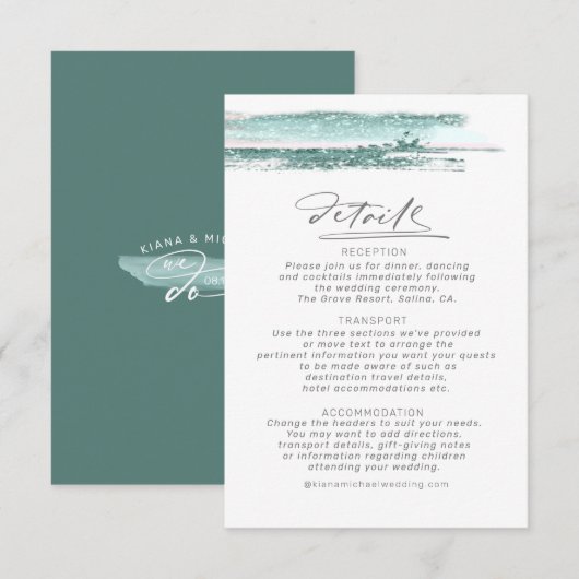 Carte D'accompagnement Détails du Mariage Abstrait Paint Strokes ID886 Tu (Devant / Derrière)