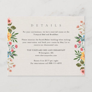 Carte D'accompagnement Détails du mariage au Jardin botanique des fleurs 