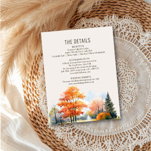 Carte D'accompagnement Détails du mariage au lac en automne Enclosure aqu