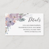 Carte D'accompagnement Détails du mariage aux fleurs violettes. Info. Lav (Devant)