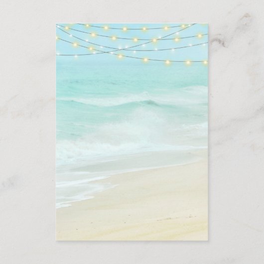 Carte D'accompagnement Détails du Mariage Beach Ocean String Lights (Dos)