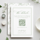 Carte D'accompagnement Détails du Mariage blanc et vert Code Qr