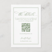 Carte D'accompagnement Détails du Mariage blanc et vert Code Qr (Devant)