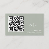 Carte D'accompagnement Détails du Mariage blanc et vert sage Code Qr (Dos)