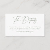 Carte D'accompagnement Détails du Mariage blanc et vert sage Code Qr (Devant)