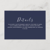 Carte D'accompagnement Détails du Mariage bleu de la marine classique (Devant)
