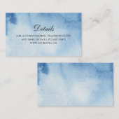 Carte D'accompagnement Détails du mariage bleu. Info. Aquarelle moderne (Devant / Derrière)