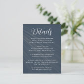 Carte D'accompagnement Détails du Mariage bleu marine simple Script (Debout devant)
