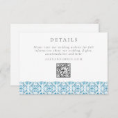 Carte D'accompagnement Détails du Mariage Bleu Méditerranéen Code QR (Devant / Derrière)