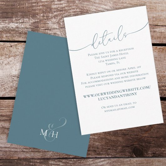 Carte D'accompagnement Détails du Mariage bleu - Script personnalisé